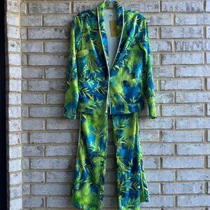 Cioccolato Couture Mila Green Tropical Jungle Pajamas Set Women's Size S.